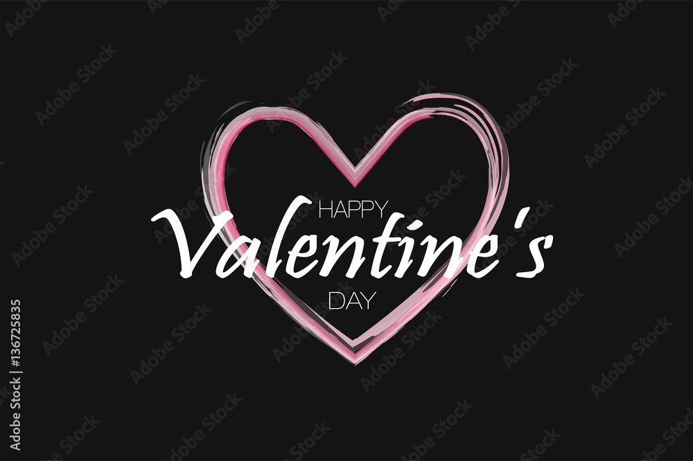 Happy Valentine's day background. Holiday black and pink style card design concept. Vector illusiration