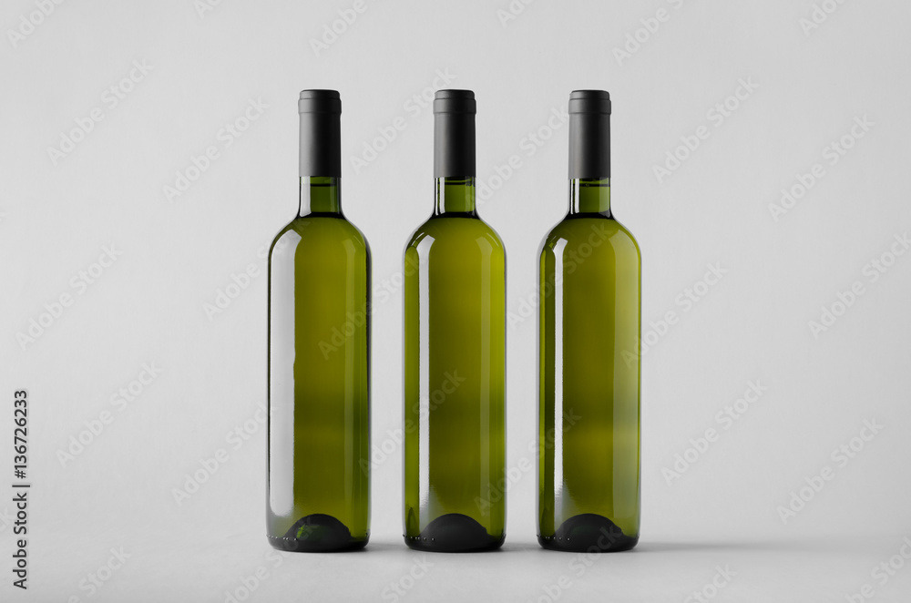 Wine Bottle Mock-Up - Three Bottles Wine Bottle Mock-Up - Three Bottles