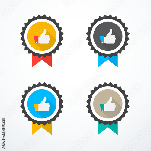 Set of award icons. Thumb up icons
