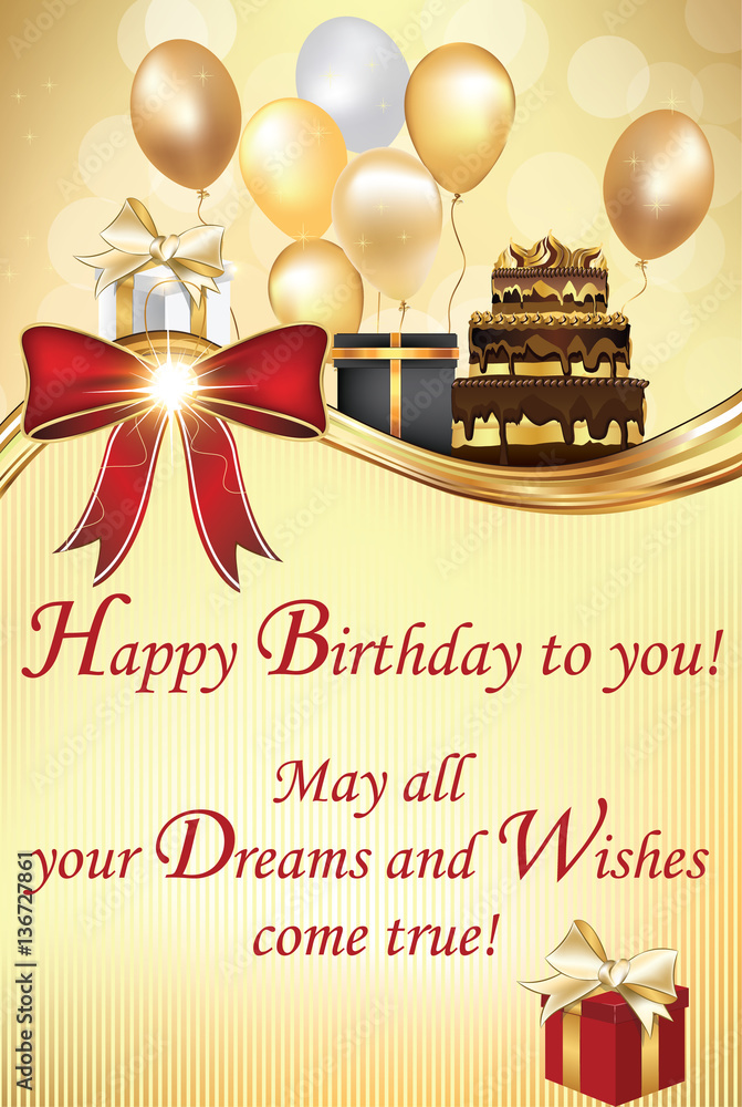Birthday greeting card May all your Dreams and Wishes come true