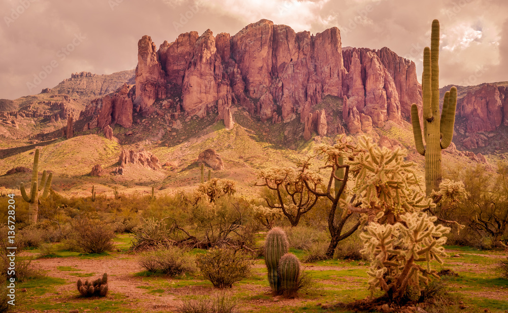 Fototapeta Arizona pustynny krajobraz, przesąd góry