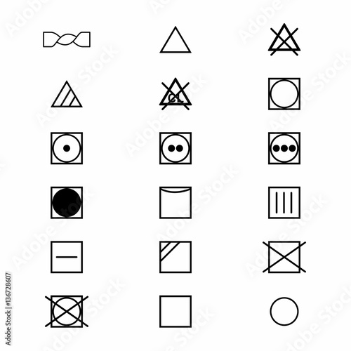 Laundry symbols and icons set 2 of 3 . Vector design isolated on white background.

