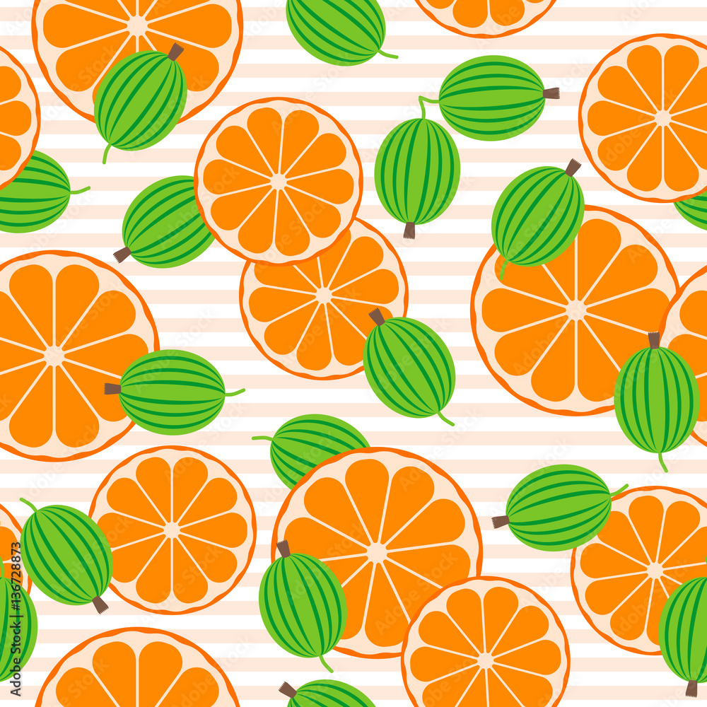 Seamless texture with gooseberry and oranges. Seamless texture with gooseberry and oranges.