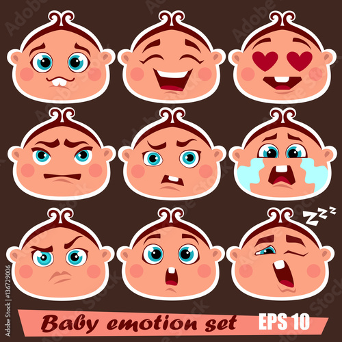 set of cartoon children's smiles. vector illustration. Stickers