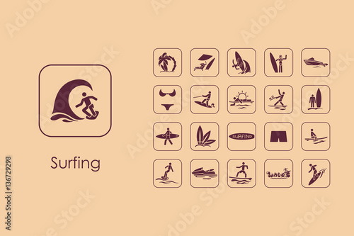 Set of surfing simple icons