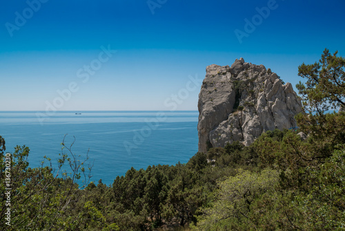 Swan Wing rock on the shore of Black Sea near Simeiz, Crimea
