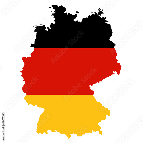 Deutschlandkarte in Farben deutscher Flagge