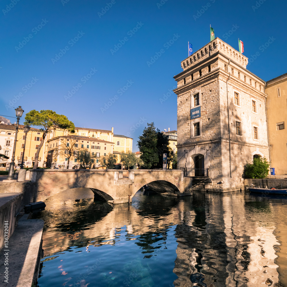 Fototapeta premium Castle of Scaligero, famous landmark of the Lake Garda, Italy.