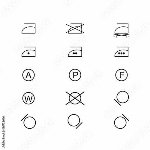 Laundry symbols and icons set 3 of 3 . Vector design isolated on white background.