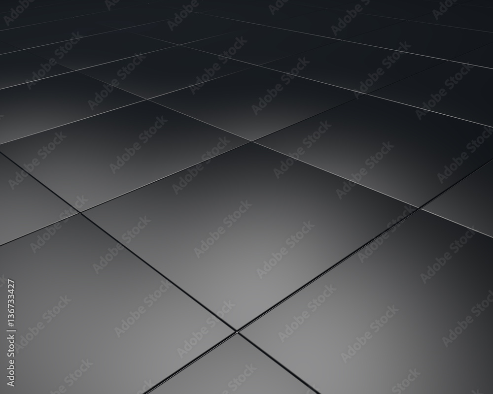 Black floor tiles texture industrial background. 3D material design illustration. - obrazy, fototapety, plakaty 