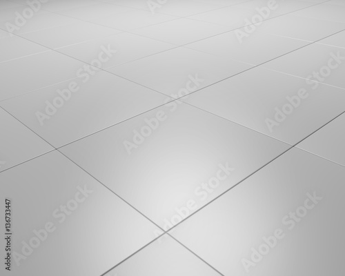 White floor tiles texture industrial background. 3D material design illustration.
