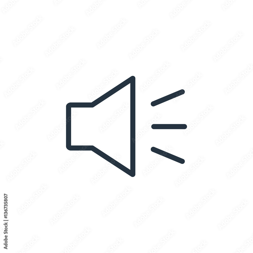 speaker volume thin line icon set on white background, audio, music, flat, minimalistic speaker volume thin line icon set on white background, audio, music, flat, minimalistic