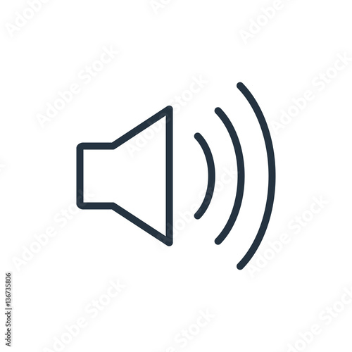 speaker volume thin line icon set on white background, audio, music, flat, minimalistic