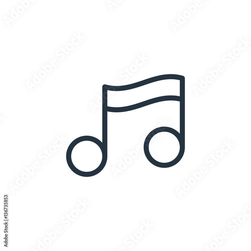 note thin line icon set on white background, audio, music, flat, minimalistic