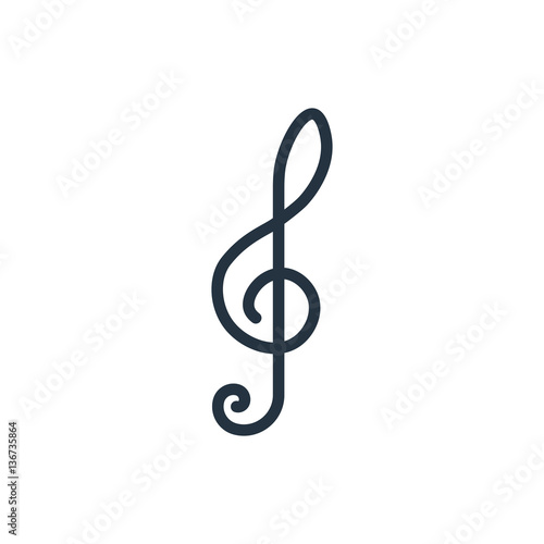 clef thin line icon set on white background, audio, music, flat, minimalistic