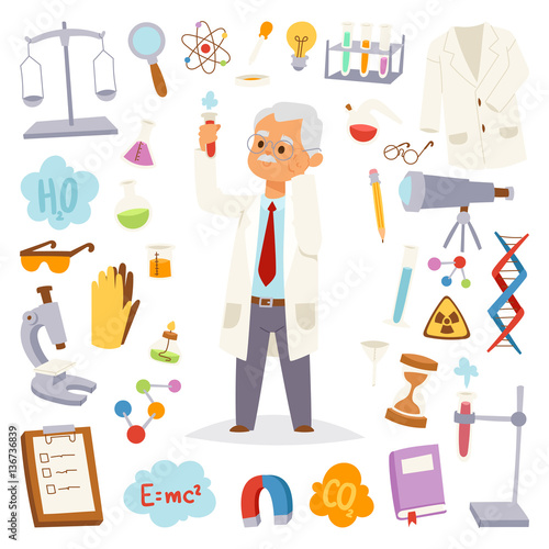 Science man professor lab icons vector illustration.