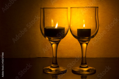 wine glass with a candle