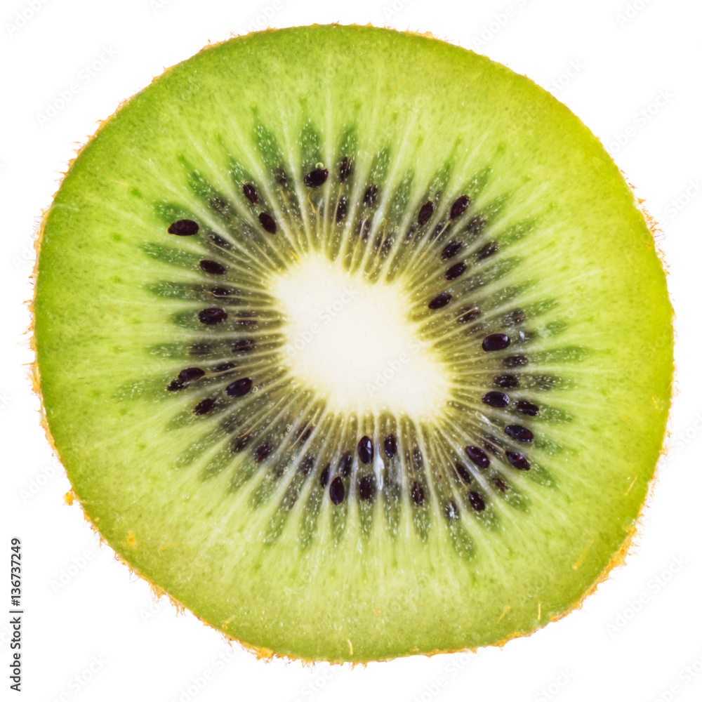 Cross section of ripe kiwi isolated on white background Cross section of ripe kiwi isolated on white background