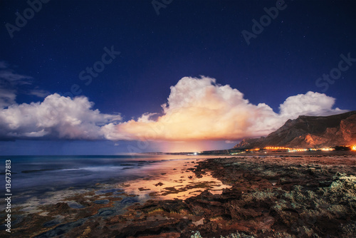 Spring view of the coast at sunset city Trapani. Sicily