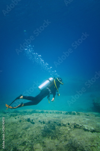 Scuba diver floating