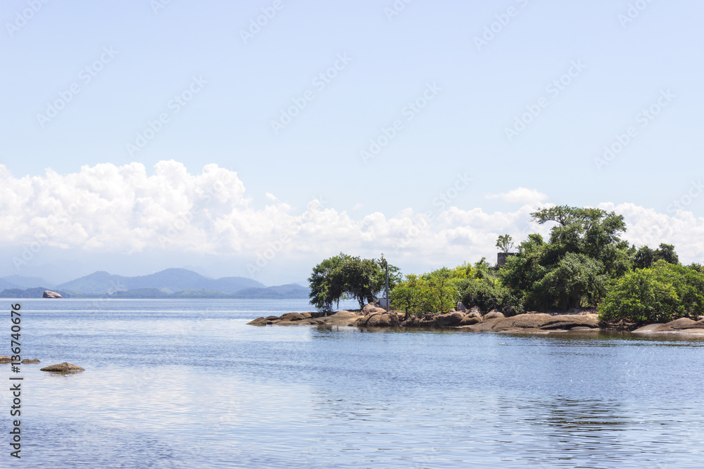 Brazil, State of Rio de Janeiro, Paqueta Island, View of small island with mountains on the background Brazil, State of Rio de Janeiro, Paqueta Island, View of small island with mountains on the background