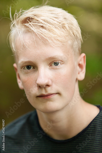Close-up portrait of Caucasian teenage boy