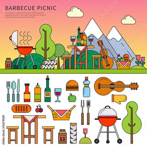 Different equipment for picnic