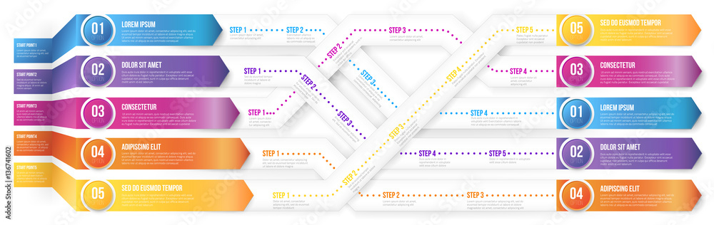 Infografics arrows, shuffled Infografics arrows, shuffled