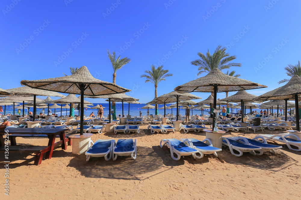 Beach in Sharm El Sheikh resort in Egypt