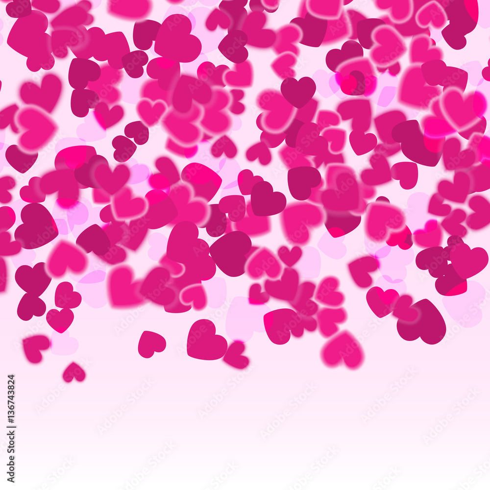 Valentine pink hearts background. Holiday Red hearts modern beautiful background for cards, invitations
