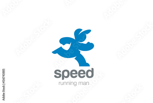 Running man silhouette abstract Logo delivery Logotype icon