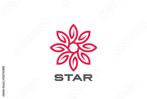 Star Flower Logo design loop. Luxury Jewelry Fashion Logotype