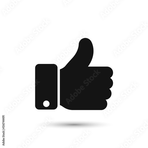 Thumb up vector black icon.