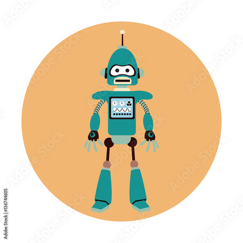 robot machine engineer circle icon vector illustration eps 10