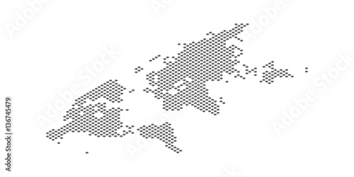 Isometric World map dotted effect vector illustration