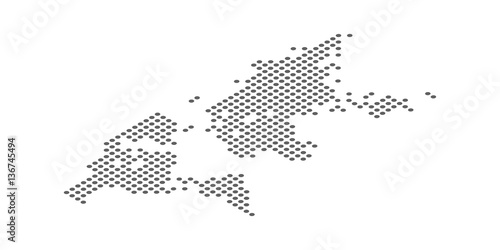 Isometric World map dotted effect vector illustration