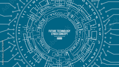 Abstract Futuristic Technological Background Vector. Security Cyberspace. Electronic Data Connect. Global System Communication
