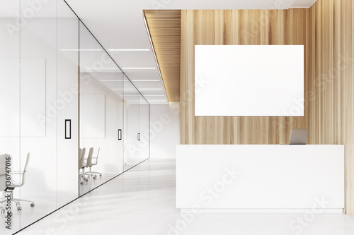 White reception in a wooden hall