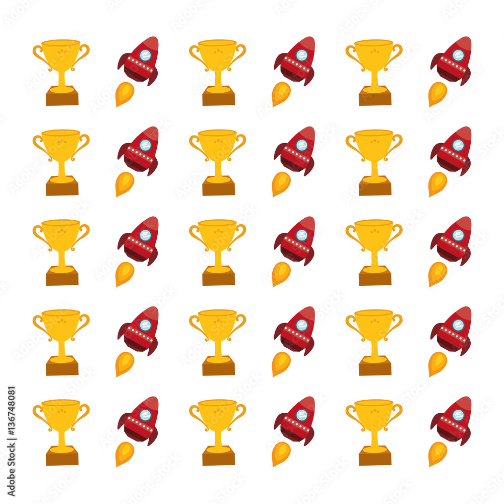 Spaceship and trophy cup background icon vector illustration graphic design Spaceship and trophy cup background icon vector illustration graphic design