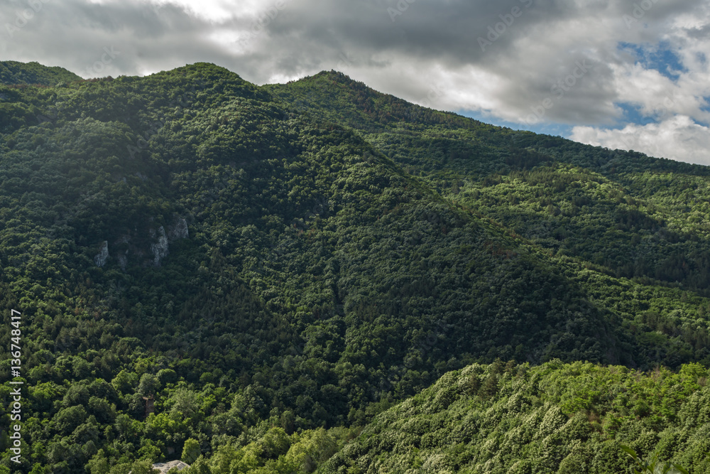 Amazing Landscape to Rhodopes mountain from Asen's Fortress, Plovdiv Region, Bulgaria Amazing Landscape to Rhodopes mountain from Asen's Fortress, Plovdiv Region, Bulgaria