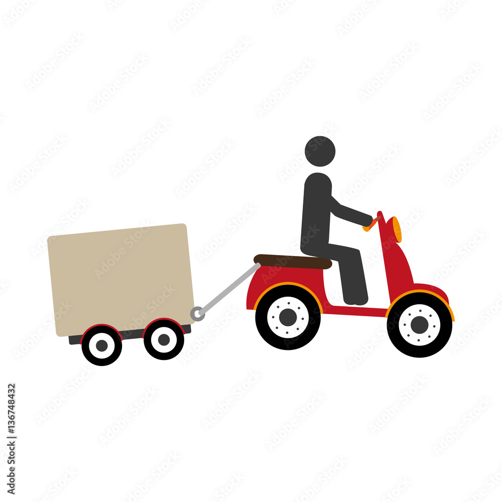pictogram in scooter with Freight car icon vector illustration pictogram in scooter with Freight car icon vector illustration