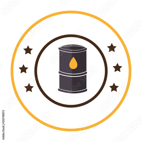 circular button with container with drop symbol and stars vector illustration