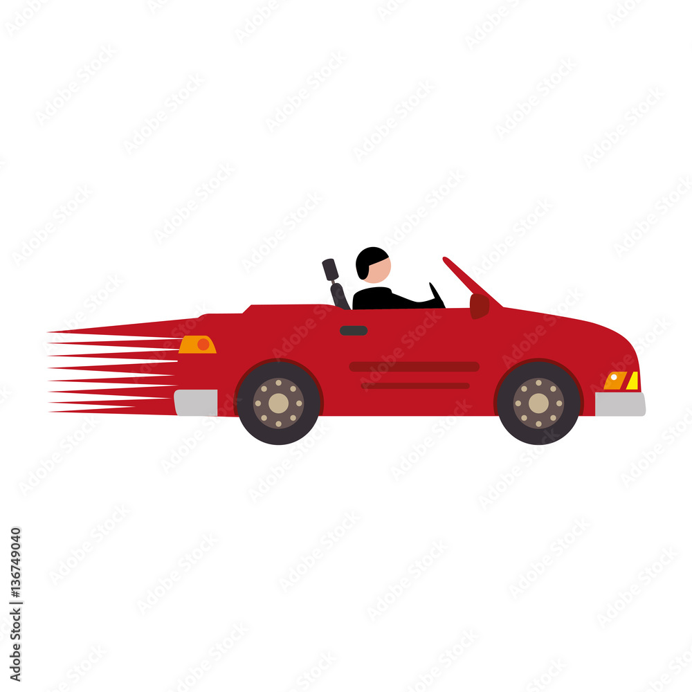 colorful side view vehicle with driver vector illustration