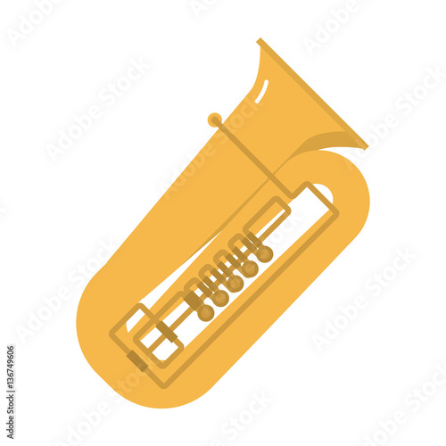 Trombone tuba trumpet classical sound vector illustration.