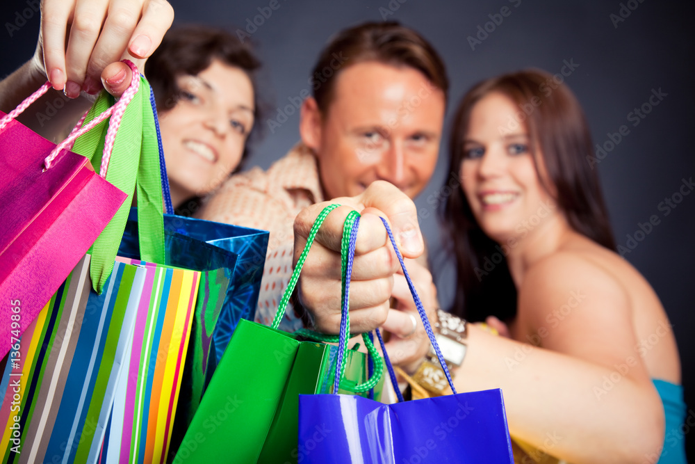 Group Of Young People Enjoying Their Shopping Spree Group Of Young People Enjoying Their Shopping Spree