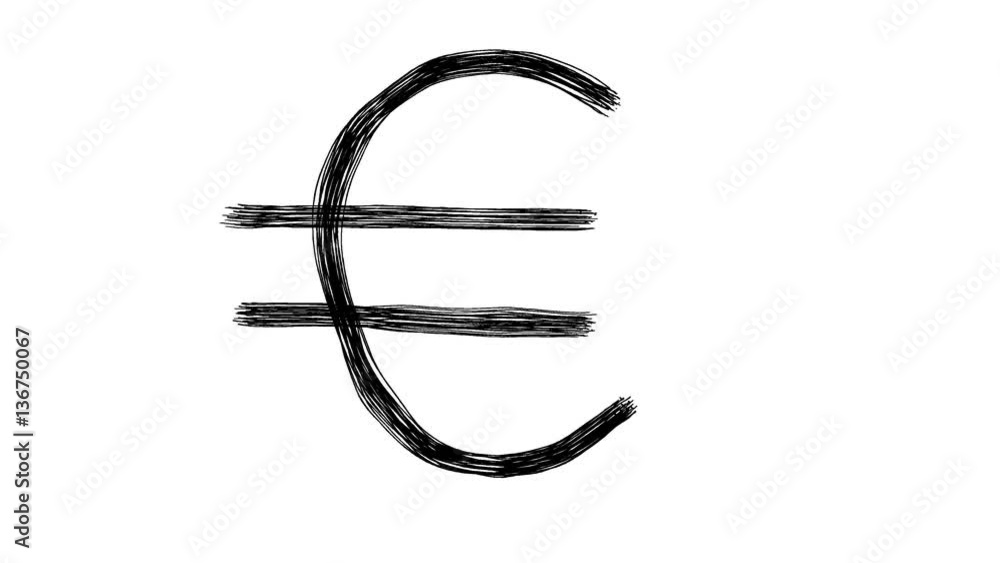 Handmade Euro currency symbol icon doodle animation. Pure white background. Handmade Euro currency symbol icon doodle animation. Pure white background.