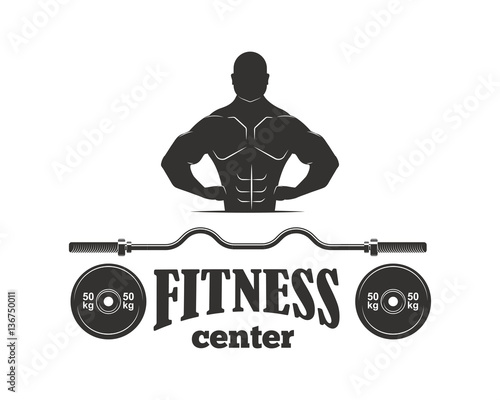 Gym sport club fitness emblem vector illustration.