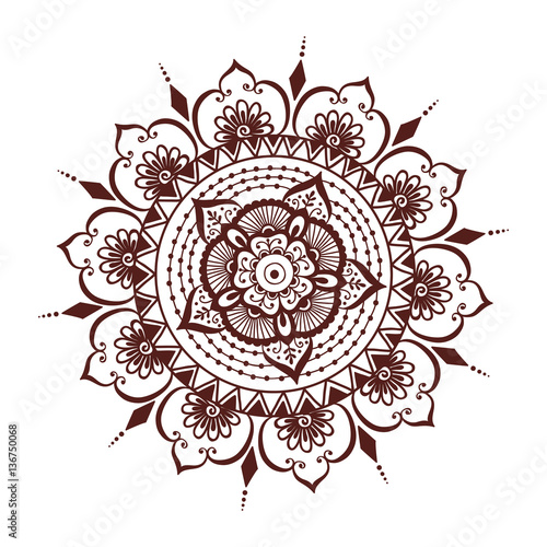 Henna tattoo mehndi flower template vector illustration.