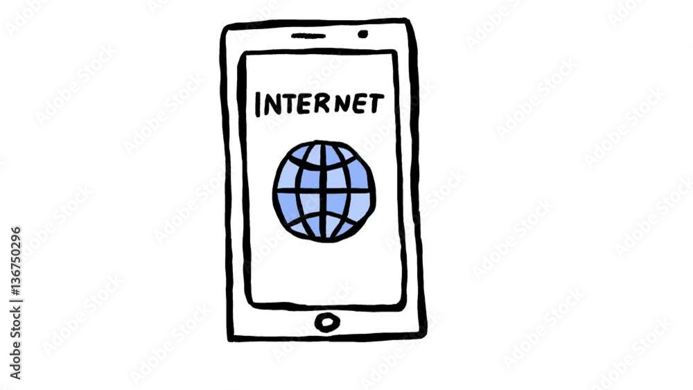 Handmade Internet icon on smartphone screen doodle animation. Pure white background. Handmade Internet icon on smartphone screen doodle animation. Pure white background.