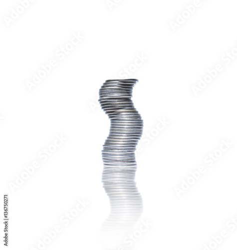 Curved pile of coins